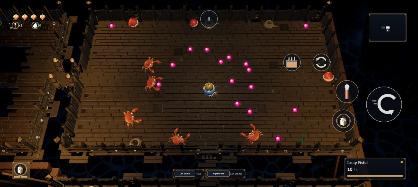 In-game capture: a phone in landscape, with the touch controls.